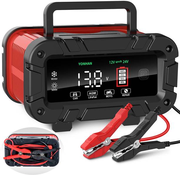 STHIRA Battery Charger LiFePO4 Lead Acid Battery Charger Portable Car Battery Charger 200 Ah Battery for Car & Bike