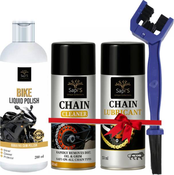 SAPI'S Combo Of Chain Lubricant + Chain Cleaner + Bike & Car Polish With Cleaning Brush Vehicle Brake Cleaner