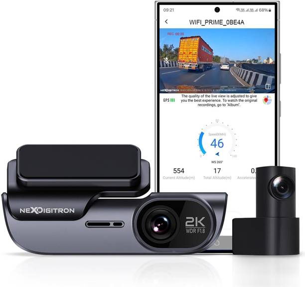 नेक्सडिजिट्रॉन PRIME 2K+ Dual Dash Camera, IMX335 Sensor, in-built GPS, Upto 256GB Support PRIME 2K+ DUAL VISION, IMX335, BUILT-IN GPS LOGGER, F1.8 6G UP TO 256GB SD CARD व्हीकल कैमरा सिस्टम