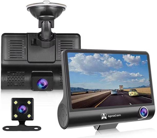 ApnaCam 2MP (1080p Full HD) 3 Lens 4.0 Inch IPS Screen 360 Dash Cam with Auto Video Car Reverse Assist Camera System