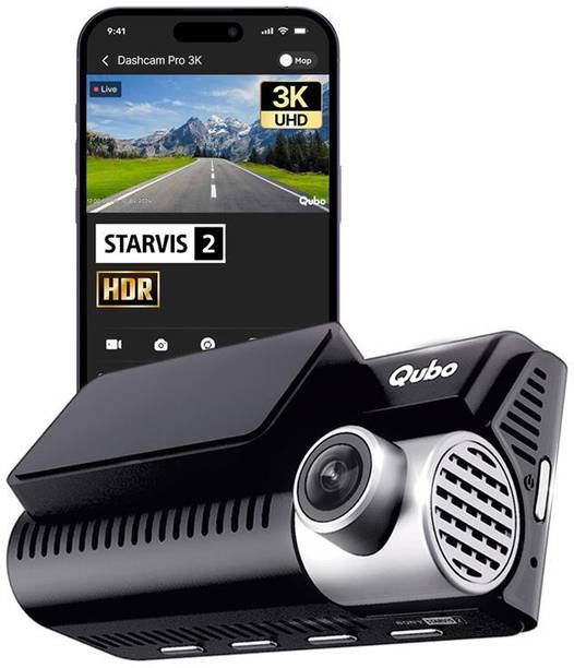 Qubo Smart Dashcam Pro 3K Sony Starvis 2 Sensor 5 MP UHD 3.2 LCD Ultra-wide FOV GPS In-car Camera System