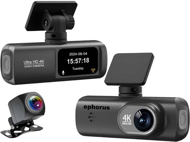एफोरुस 4K WiFi Full HD Dash Cam Front Rear Built-in 1.47inch IPS Screen Night Vision BLACK 1 व्हीकल कैमरा सिस्टम