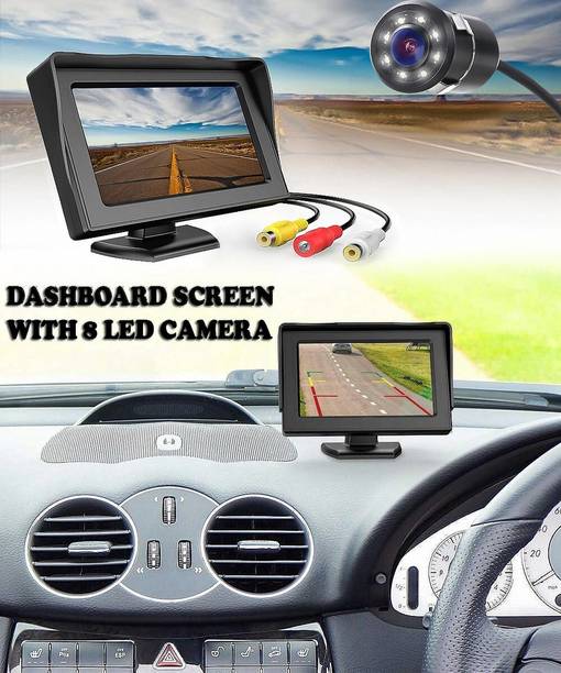 FABTEC 4.3 Dashboard TFT LCD Screen Rear View Monitor with 8 LED Night Vision Car Reverse Camera Reverse Assist Camera System