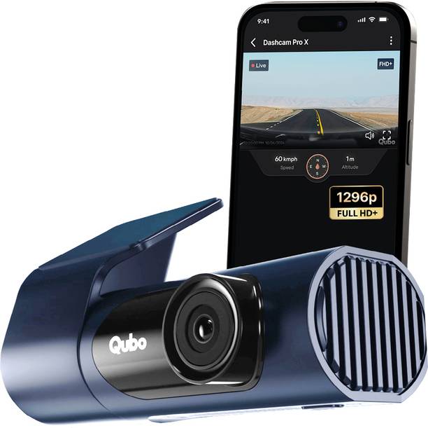 Qubo Smart Dashcam Pro X-Blue1080pSuper Wide AngleEmergency Record1TB SDCard Support Reverse Assist Camera System 1 Camera, 1080p