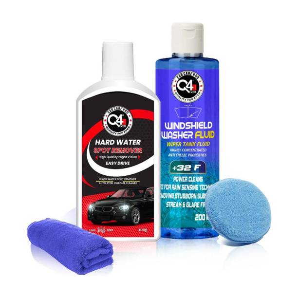 Q4EVER Q4 EVER Auto Care Glass Polish Hard Water Spot Remover (4 Items Pack Cream) Liquid Vehicle Glass Cleaner