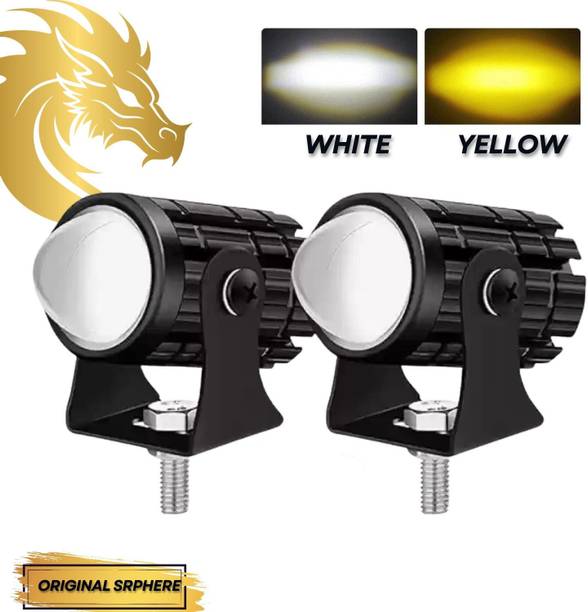 SRPHERE Motorcycle Mini Driving Light Headlight Universal Dual Color white yellow Fog Lamp Car, Motorbike, Truck, Van LED (12 V, 36 W)