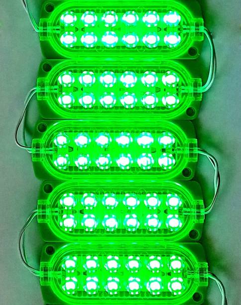 Wizzo 5 Pieces {GREEN} DC 12 Volt 3 Watt (12 LED) Waterproof LED Module Light Interior Light Motorbike LED (12 V, 3 W)