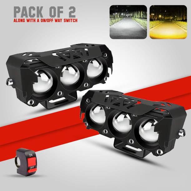 automunk FOG LIGHT X1 3LENS YELLOW/WHITE Fog Lamp Car, Motorbike, Truck, Van LED (12 V, 40 W)