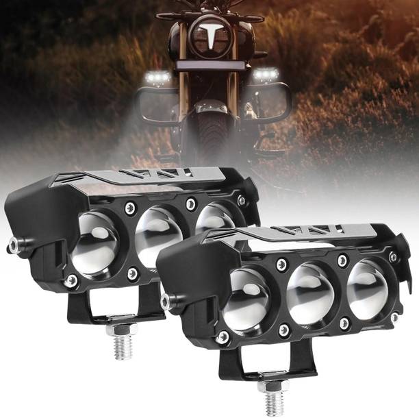 automunk Motorcycle LED Fog Lamp Three Lens White Yellow Heavy Quality Fog Lamp Motorbike, Car LED (12 V, 40 W)