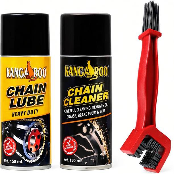 KANGAROO Bike Chain Lube + Chain Cleaner + Chain Cleaning Brush 150 ml Each Long-Lasting Lubrication | Anti-Rust Protection | All Weather Performance Chain Oil