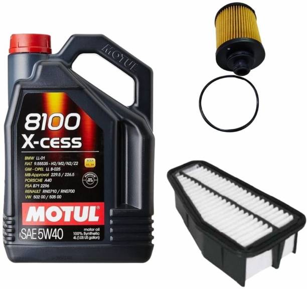 MOTUL 8100 5W40 Engine Oil, Air & Oil filters Combo for baleno diesel Full-Synthetic Engine Oil