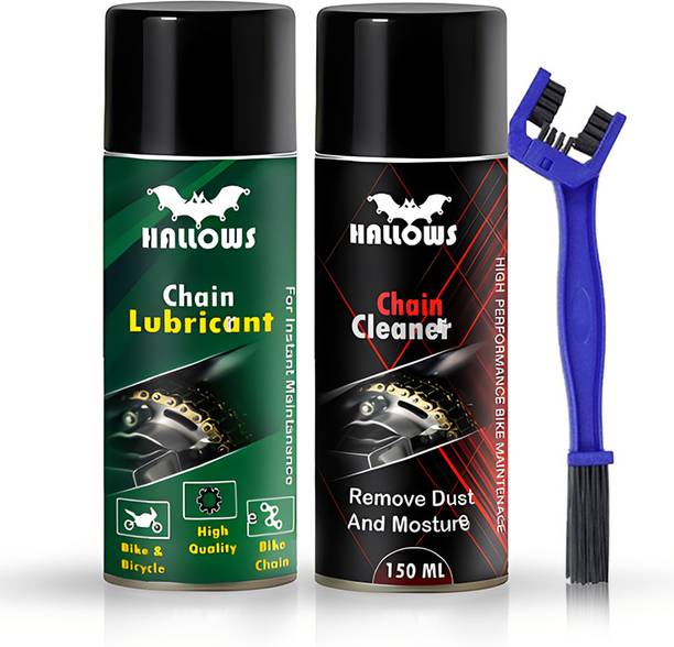 HALLOWS Cleaner + lubricant + Brush _06 Combo Of Bike Chain Cleaner-Spray With Cleaning Brush Chain lubricant Brake Oil