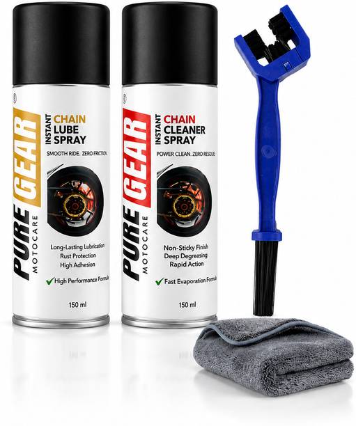 Puregear Chain Maintenance Kit – Lube, Cleaner, Brush & 350 GSM Cloth | Bike Care and Maintenance Kit Chain Oil