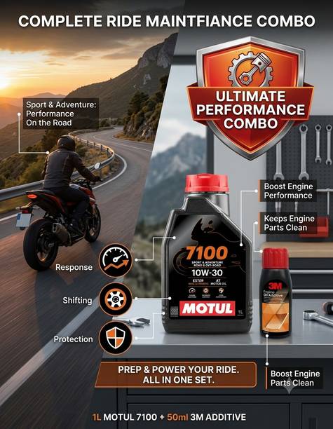 MOTUL 1L-3M-ADD-50ML Engine Oil Additive 50ml Bike Combo Pack Synthetic Blend Engine Oil
