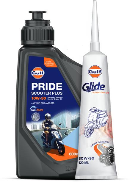 Gulf Pride Scooter Engine Oil (800 mL) + Gear Oil (120 mL) Combo Full-Synthetic Engine Oil
