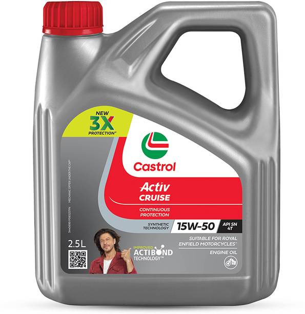 Castrol Activ CRUISE 15W-50 4T for Royal Enfield Bikes 3X Protection with Actibond Technology for Bikes|API SN & JASO MA2 फुल सिंथेटिक इंजन ऑइल