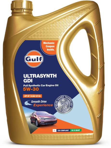 Gulf ULTRASYNTH GDI 5W30 API SP, ILSAC GF-6A Developed for Petrol, E20 & CNG Passenger Cars 4 Wheeler Full-Synthetic Engine Oil (3 L, Pack of 1)