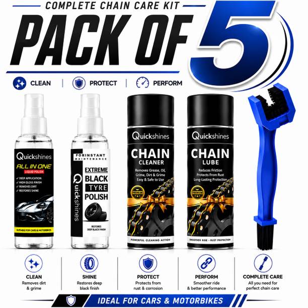 Quickshines All-in-One Deluxe Bike Cleaning, Protection & Maintenance C Pro Rider Essential Bike Detailing Kit for Deep Clean Chain Oil