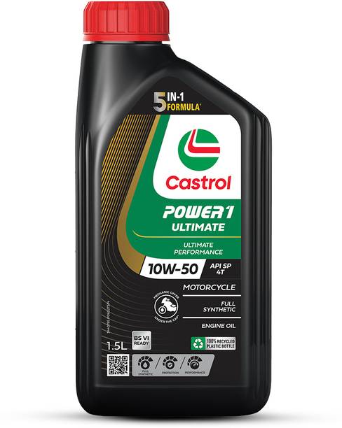 Castrol POWER1 ULTIMATE 10W-50 4T 5-in-1 Full Synthetic Technology | For High Performance Bikes | BS6 Ready Full-Synthetic Engine Oil
