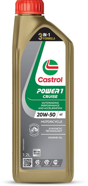 Castrol 4T 20W-50 (1.2 Litres) POWER1 Cruise 4T Engine Oil for Bikes with 3in1 Technology सिंथेटिक ब्लेंड इंजन ऑइल