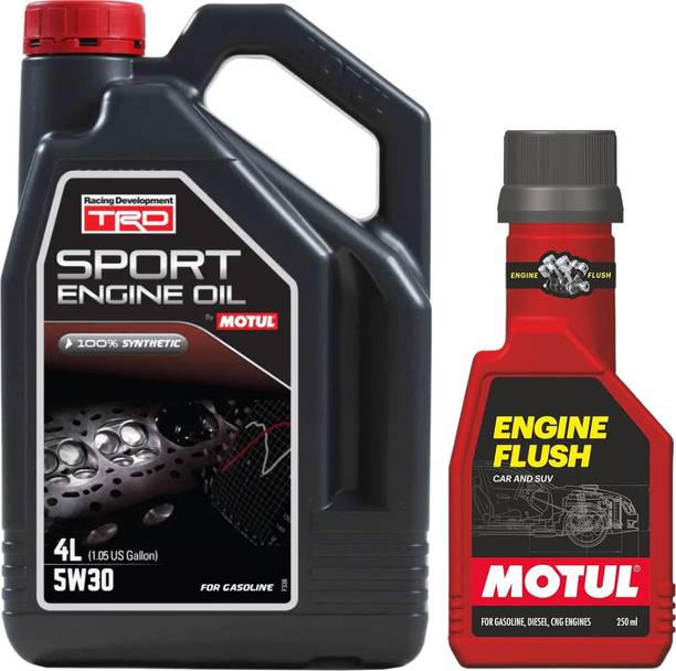 MOTUL TRD SPORT 5W30 Engine Oil For Car (4L) With Engine Flush 250ml Combo 5w30 Full-Synthetic Engine Oil 4 L, Pack of 1