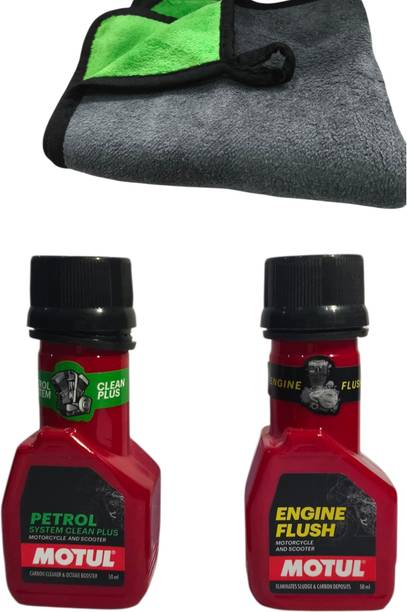MOTUL S2640324 MOTUL ENGINE FLUSH AND PETROL CLEANER AND 60×40 Microfiber cloth Oil Flush and Treatment