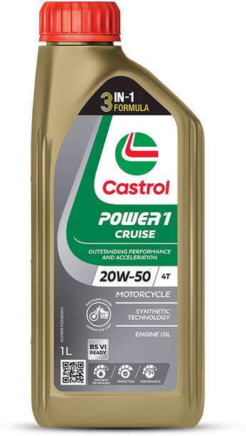 Castrol 4T 20W-50 (1 Litre) POWER1 Cruise 4T Engine Oil for Bikes with 3in1 Technology सिंथेटिक ब्लेंड इंजन ऑइल