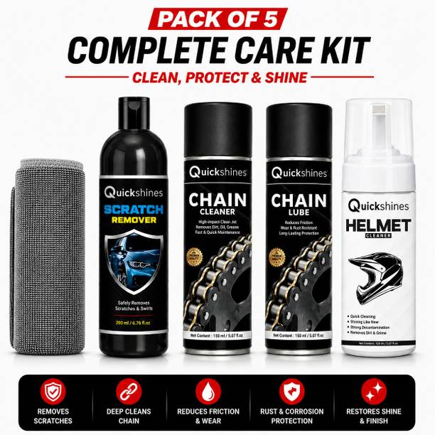 Quickshines Supreme Shine & Protection 5 System TurboClean MaxShield Advanced Bike Cleaning & Lube Combo Chain Oil