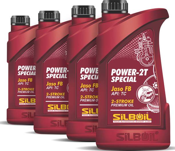 SILBOIL P4 POWER 2T SPECIAL ( API: TC) ( JASO: FB) (4 Bottle of 500ml Each) High Performance 2-Stoke Mineral Engine Oil