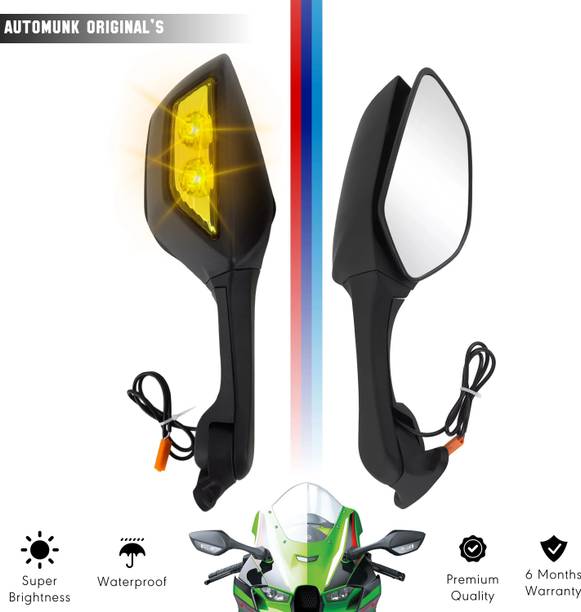 automunk Manual Rear View Mirror For Suzuki, KTM, BMW, Yamaha, Universal For Bike Universal For Bike