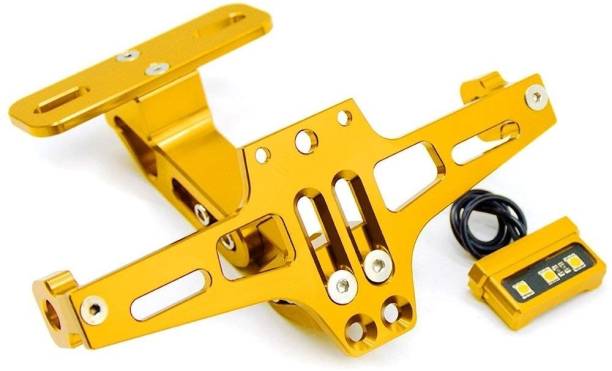 AutoPowerz Motorcycle Bike CNC Adjustable License Number Plate Frame Tail Tidy (Golden) Bike Number Plate