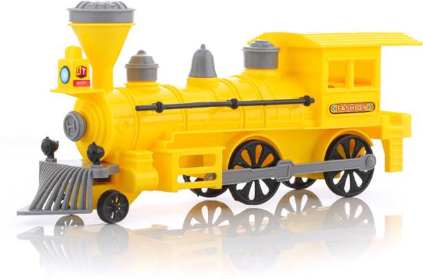 333MART Pull Back Steam Train Engine, with LED Toy for Kids, Plastic String Pull Back