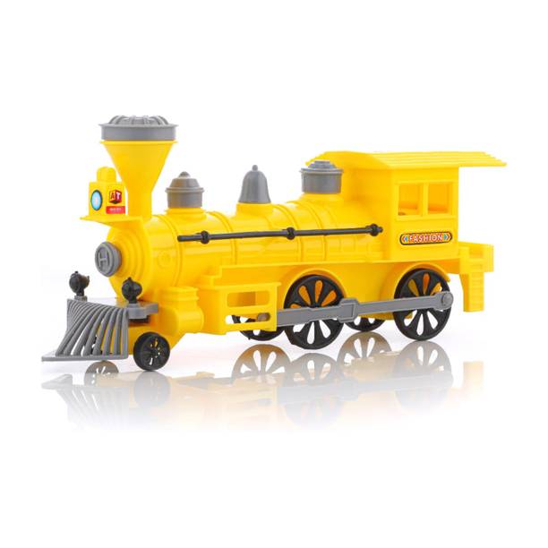 333MART Pull Back Steam Train Engine, with LED Toy for Kids, Plastic String Pull Back