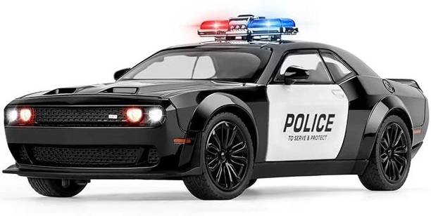 Devdhan 1:24 Dodge Challenger Hellcat Police Car Model Car, With Police Light and Sound