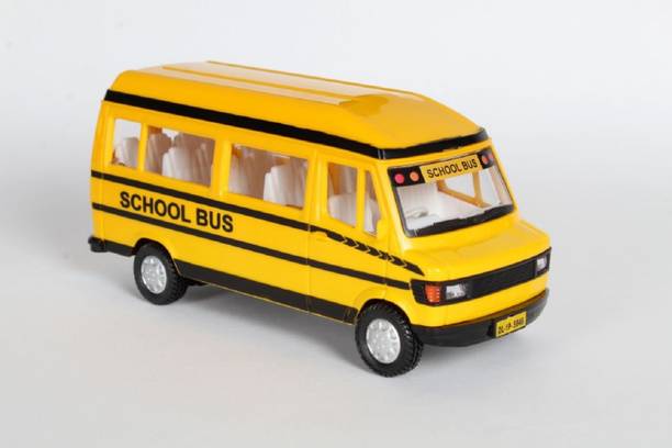GREST Pull Back Yellow School Bus Public Transport Toy Car with Openable Gate