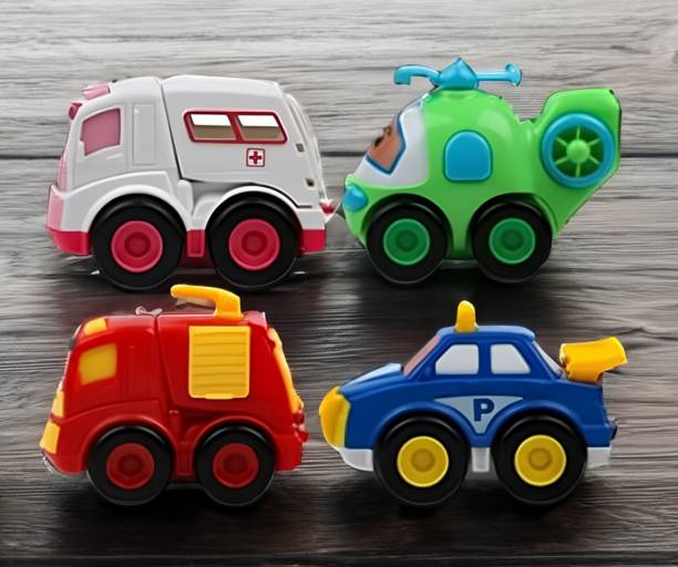littlewish Power Friction Pull Back, Push and go Robocar Rescue Team 4 pcs