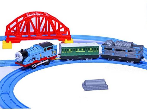 EDENGLOW Battery Operated Train Toy Track Set for Kids with Sound & Flashing Light