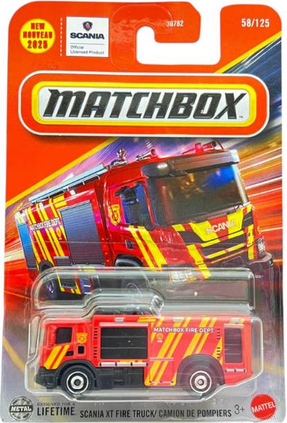 MATCHBOX Scania Xt Fire Truck / Camion De Pompiers 1:64 Die-Cast Toy Car Model & Case