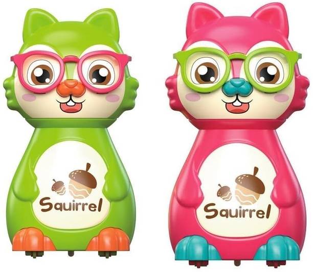 ZUNBELLA 2 Pcs Cute squirrel Toys Press and Go Vehicle Colorful Toys for Kids