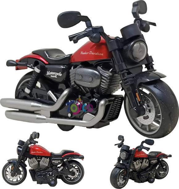 Toyco 1:14 Scale Pull Back Diecast Alloy Classic Motorcycle Toy Bike Simulation Model
