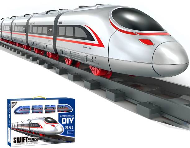 JustKid'SThings Electric Motorized Bullet Train Toy with Diy Track Set