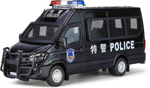 FLBAKO 1:24 Police Toy Car for Kids Diecast Metal Police Model Car for Boy Light Sound