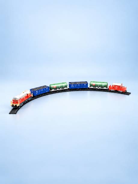 Toyterra Cargo Toy Big Train Set with Tracks in Battery Operated for 3Y+ MultiColour