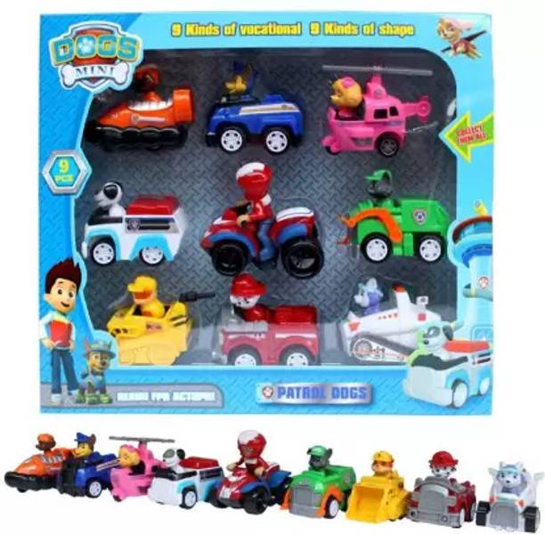 SR Toys Paw Patrol Dogs Characters & Vans Figures Toy (Multicolor)