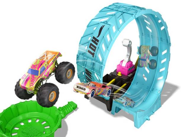 HOT WHEELS Monster Trucks Glow in the Dark Epic Loop Challenge Playset with 1 Toy Car
