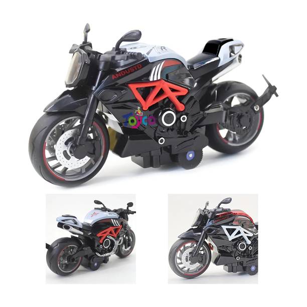 Toyco 1:14 Scale Pull Back Diecast Alloy Classic Motorcycle Toy Bike Simulation Model