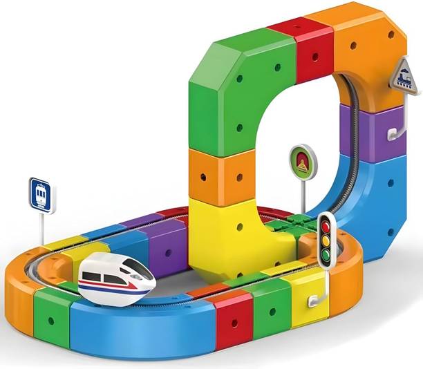 HeyKids 51 PCs DIY Electric Train Track Set for Kids 3D Magic Flexible Race Track