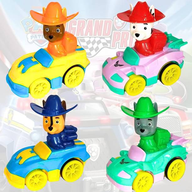 Nexteesh Pup Buddies Rescue Team Action Figure Toys Set 4 Pc with Friction power Vehicles