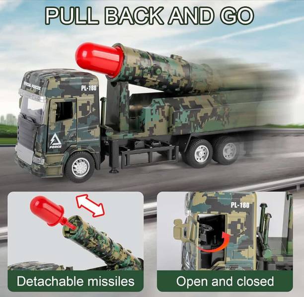 venimall Missile Launcher Pull Back Truck Vehicles, Friction Power Toy, Army Force Trucks Vehicle Coolant Tank