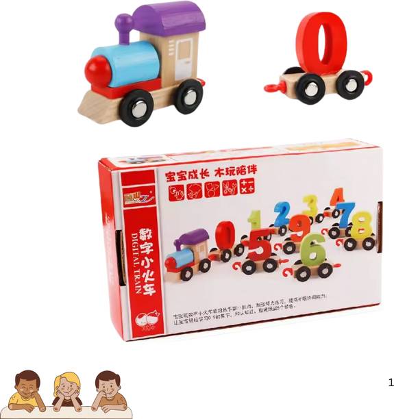 Zuuluzrs Baby Kids Toy Wooden Funny Train Toy Digital Puzzle